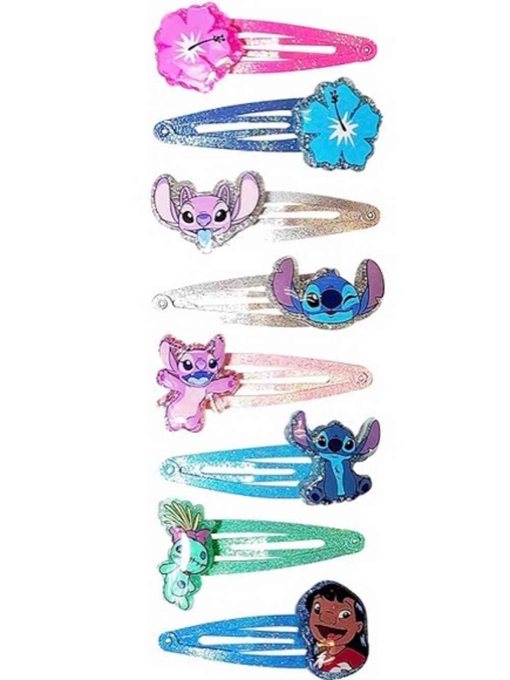 Disney Stitch 8pc Flower Snap Hair Clips - Blue, Teal, Pink, Purple - Picture 5 of 10